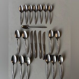 VTG Superior Stainless Flatware Radiant Rose 22 Pcs Assorted Knives & Spoon Size